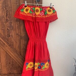 Red Floral Off-Shoulder Dress